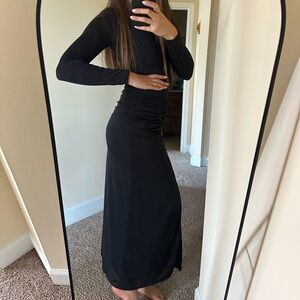 House of Harlow 1960 Black Ruched Maxi Skirt